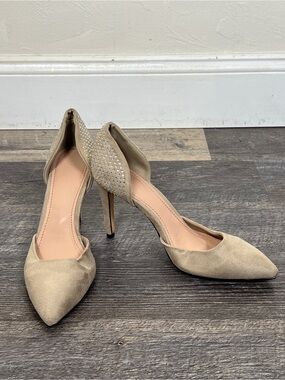 Sergio Bari taupe tan suede leather heels pumps shoes size 8 B100